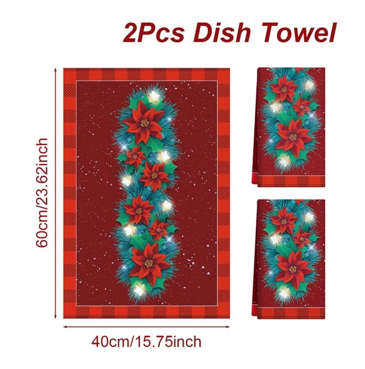 Merry Christmas Santa Kitchen Towels Set of 2