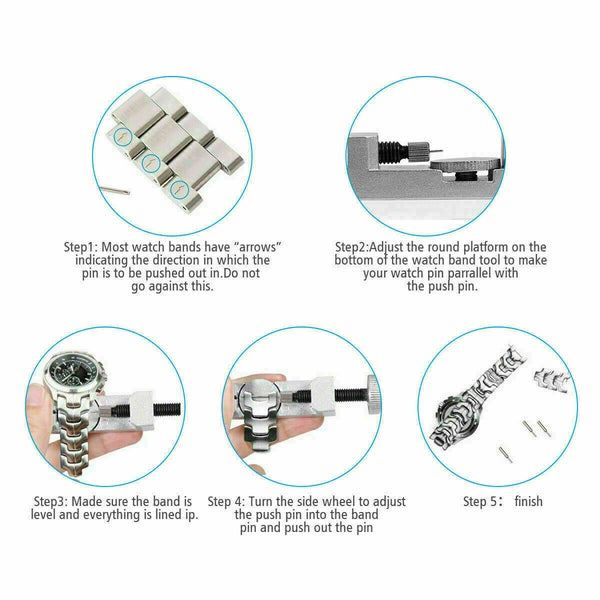 Adjustable Metal Watch Band Strap, Link Pin Remover Kit for Watch Repairs, Perfect Tool for Bracelets