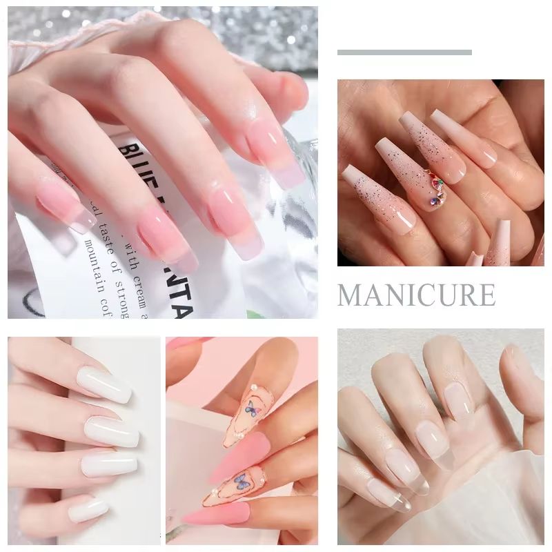 40ml Crystal Liquid & 45ml Acrylic Powder Nail Kit – Beginner Acrylic Nail Set (Pink, White, Transparent)