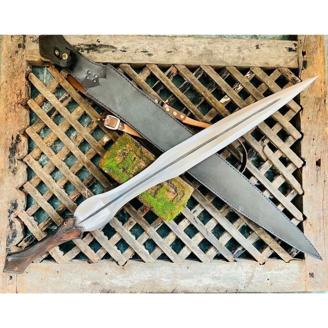 Full Tang Custom Handmade Sword D2 Tool Steel Survival Sword Double Edged Viking