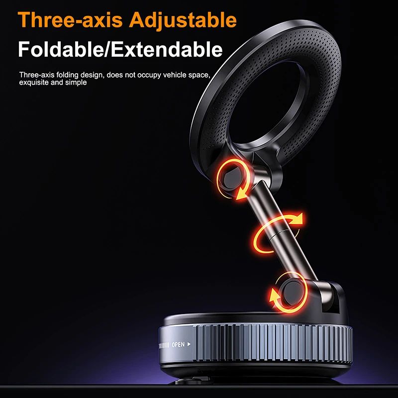 Magnetic Car Bracket, Vacuum Suction Phone Holder, Foldable Multi Angle Navigation Stand