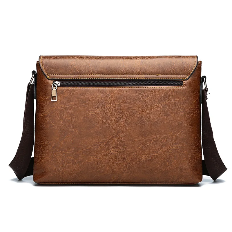 Men's Retro Leather Messenger Bag Casual Business Travel Shoulder Bag