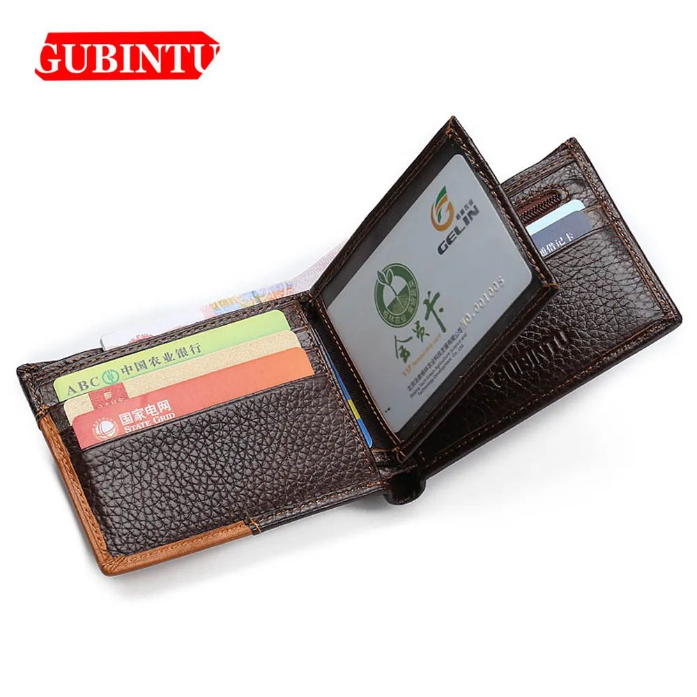 Genuine Leather Mens Wallet with Coin Pocket and Zipper
