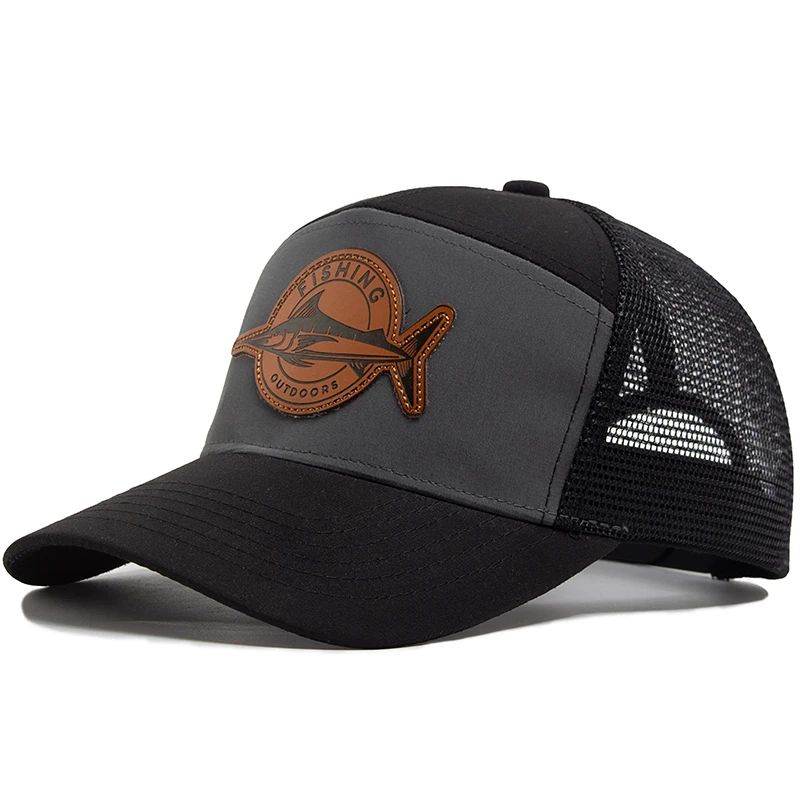 Shark Leather Label 7 Panel Mesh Trucker Cap
