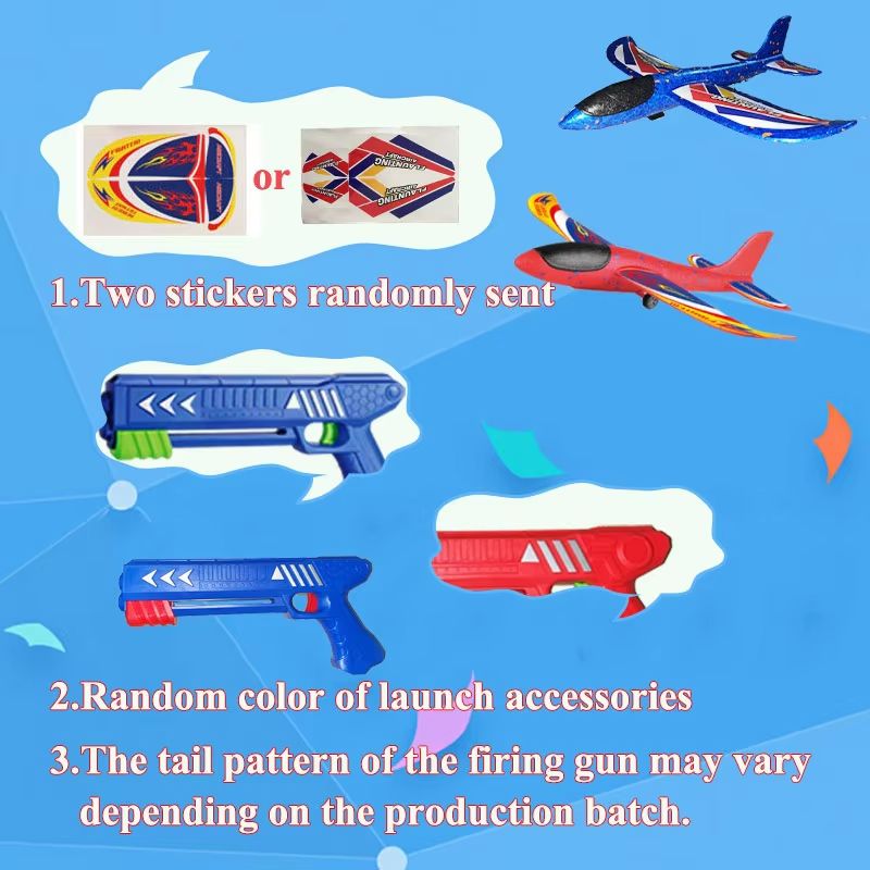 Kids Foam Plane Launcher Set – 9.4 in / 13.4 in Glider Airplane Outdoor Catapult Toy