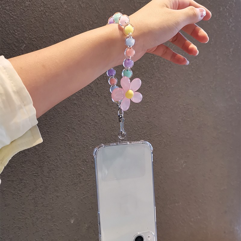 Macaron Beaded Phone Wrist Lanyard Anti Lost Phone Charm