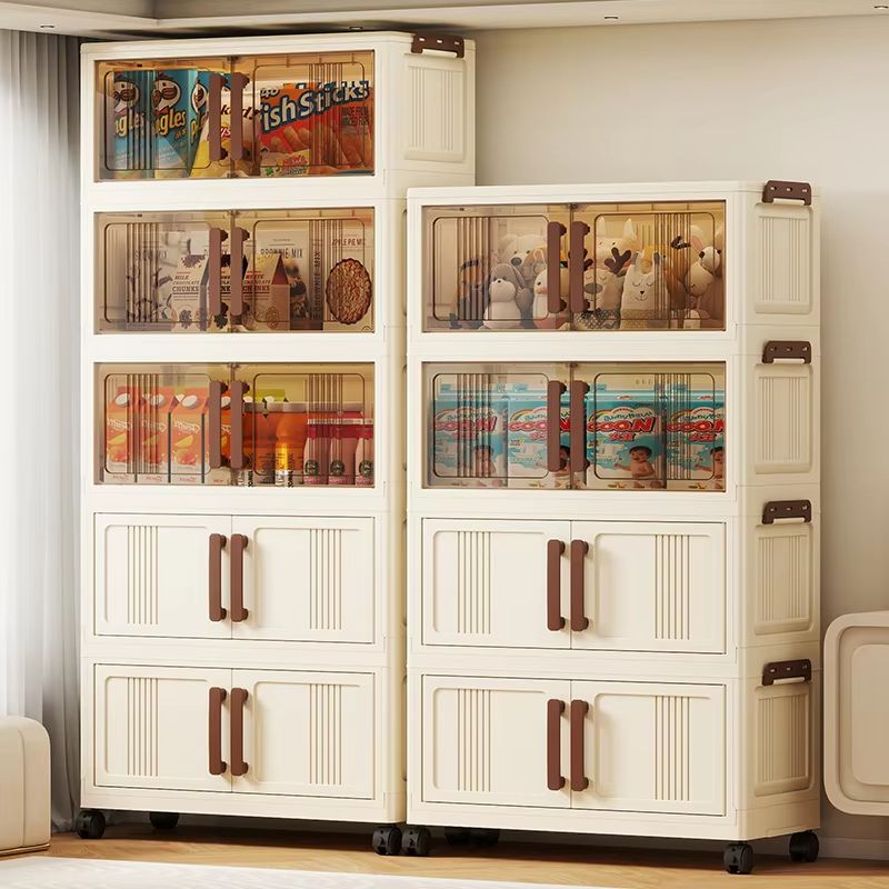 Clear Foldable 2 Door See Through Storage Cabinet Organizer 27.56in
