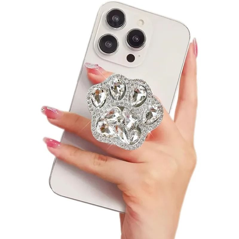 3D Cute Cat Paw Diamond Folding Griptok Phone Holder for iPhone 16 & 15 Expanding Stand