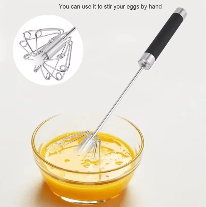 SwiftMix Semi Automatic Egg Beater Stainless Steel Manual Egg Whisk Rotating Hand Push Kitchen Mixer