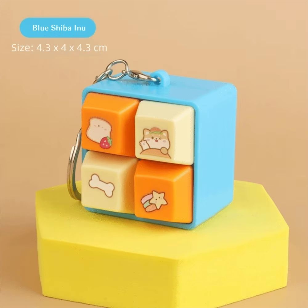 Fun Cartoon Squeeze Music Four-Square Merit Button Keychain