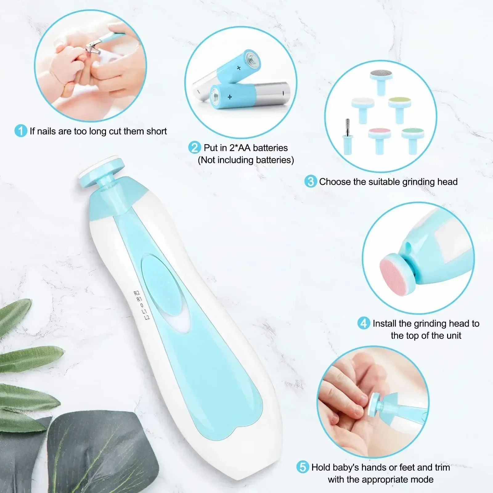 Electric Baby Nail Trimmer Set – Gentle Multifunctional Nail File & Clipper for Infant Fingernails and Toes