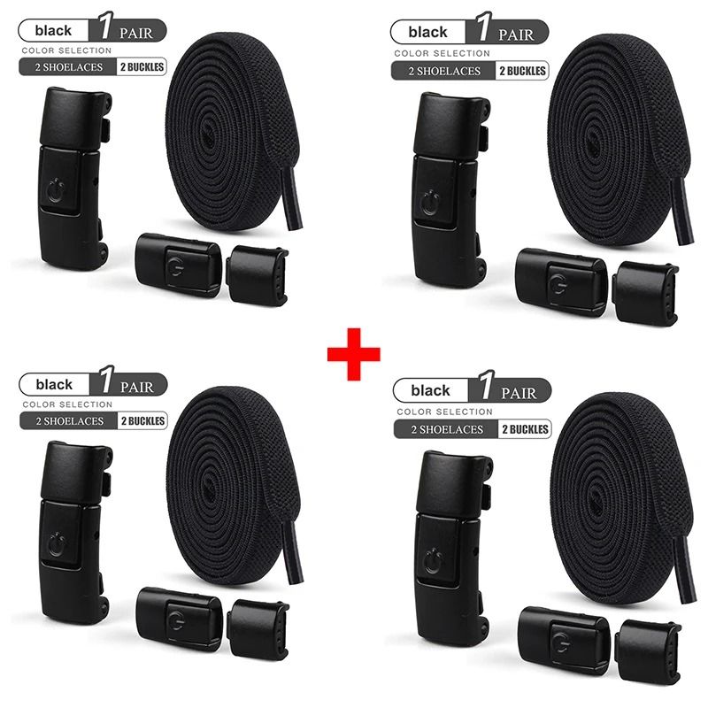 8mm No-Tie Elastic Shoelaces – Press Lock Flat Sneaker Laces