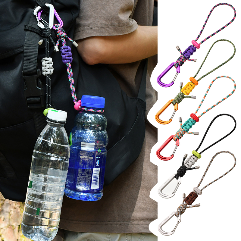 Quick-Release Paracord Water Bottle Clip Carabiner for Outdoor Hiking and EDC