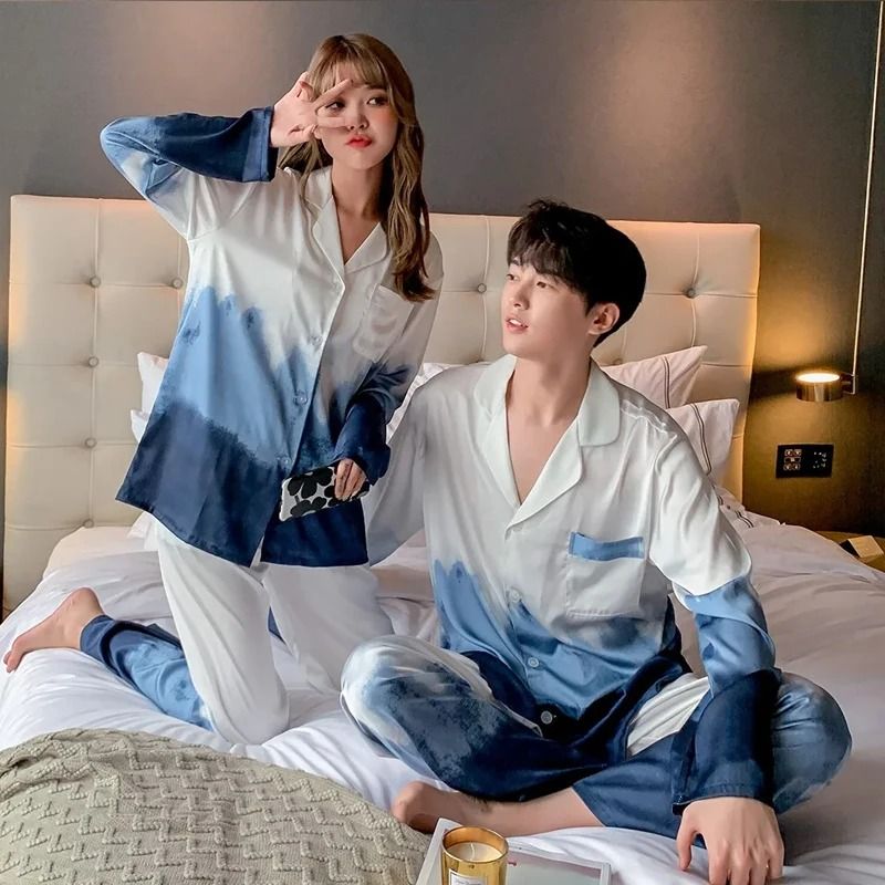 Midnight Silk Luxe Satin Couples Sleepwear