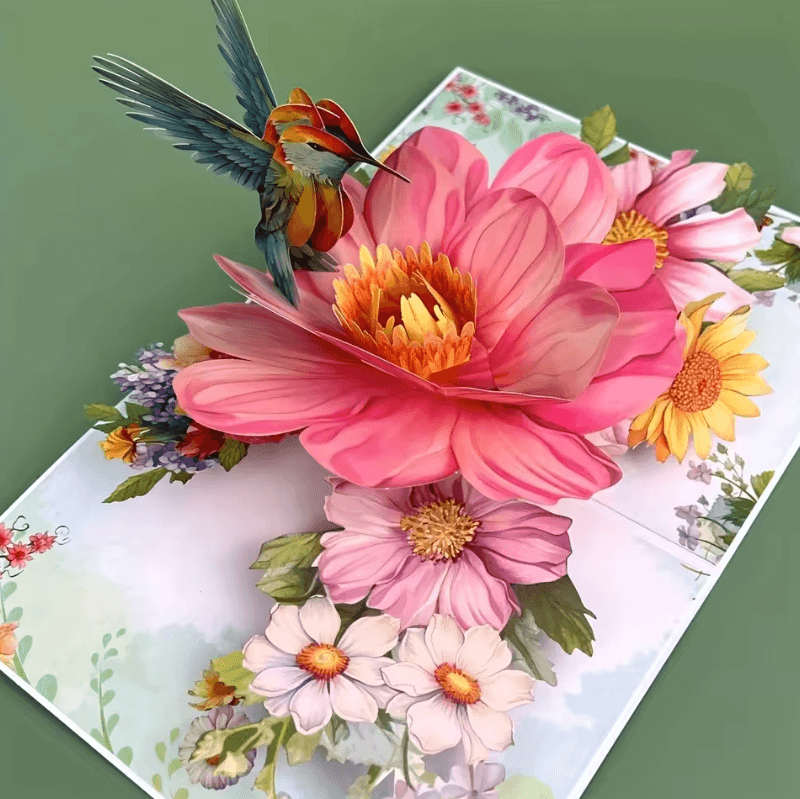 3D Pop Up Flower Greeting Card Handmade for Wedding Anniversary Birthday Valentine Thank You