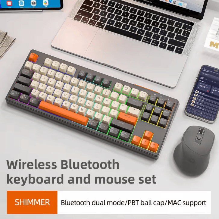 M87 Wireless Dual Mode Bluetooth Keyboard with Rainbow Light RGB and PBT Keycaps