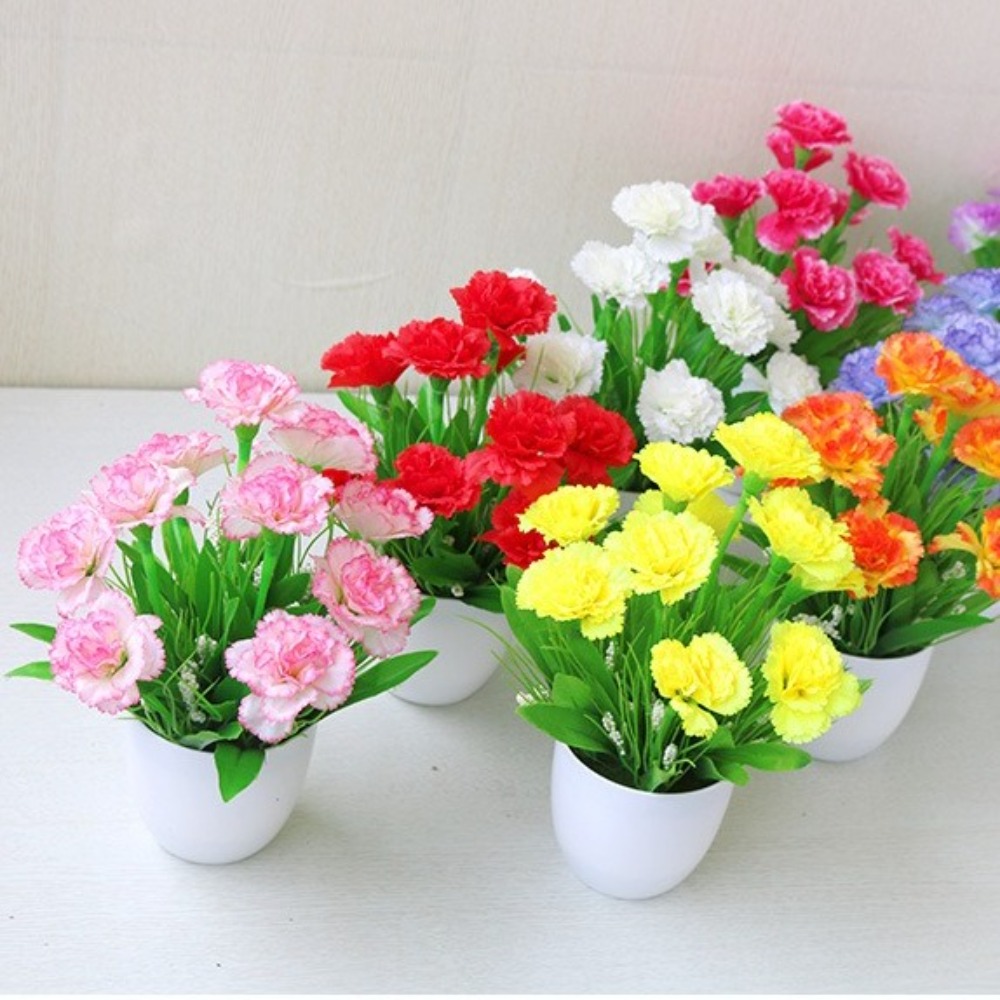 Mini Rose Artificial Potted Plant, Faux Flower Bonsai, Multicolor Fake Plants, Plastic Wedding Arrangement Ornament