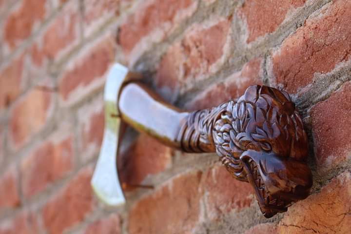 Custom Hand Made Viking axe with carved handle High carbon steel Axe..