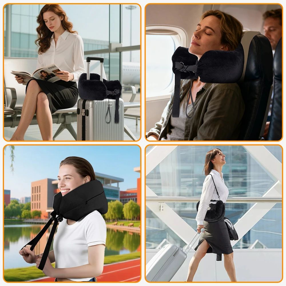 FlexRest Travel Comfort Pillow – Adjustable Travel Neck Pillow with Fillable Design & Washable Cover