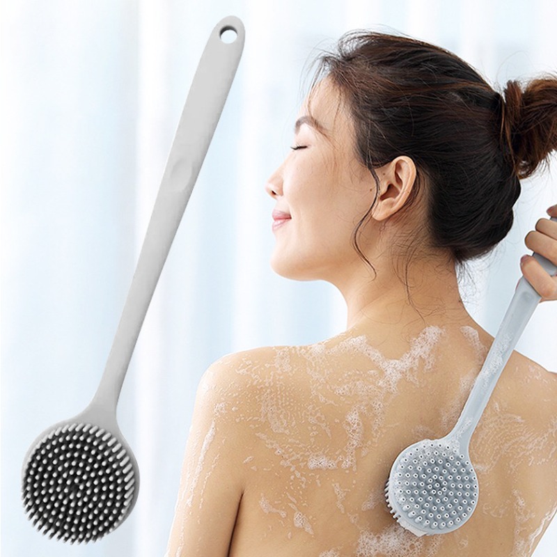Silicone Back Scrubber Brush Long Handle Exfoliating Body Cleanser and Massager