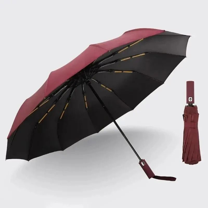 12-Bone Fully Automatic Heavy-Duty Umbrella – UV Resistant & Windproof Folding Design
