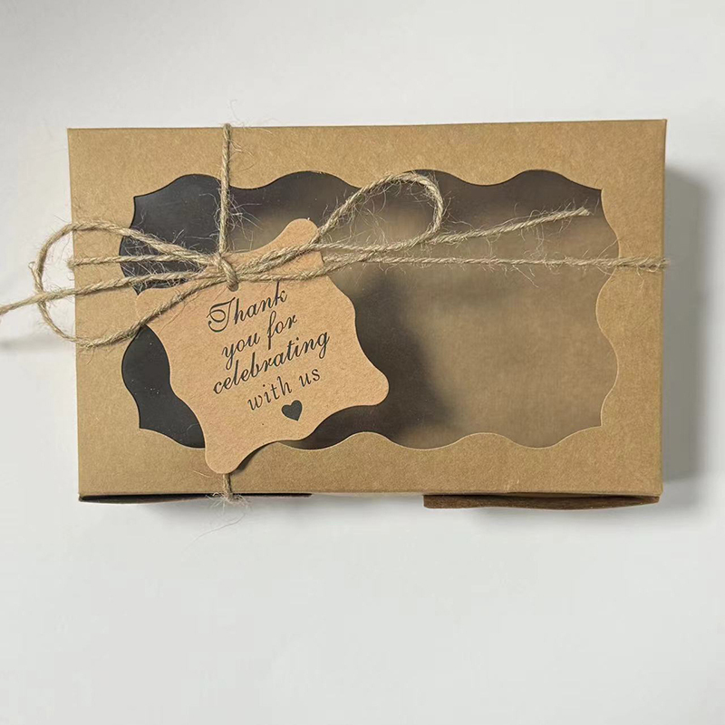 Rectangle Kraft Paper Cake Candy Boxes Open Window Wedding Jewelry Chocolate Gift Packaging Boxes Baking Party Supplies