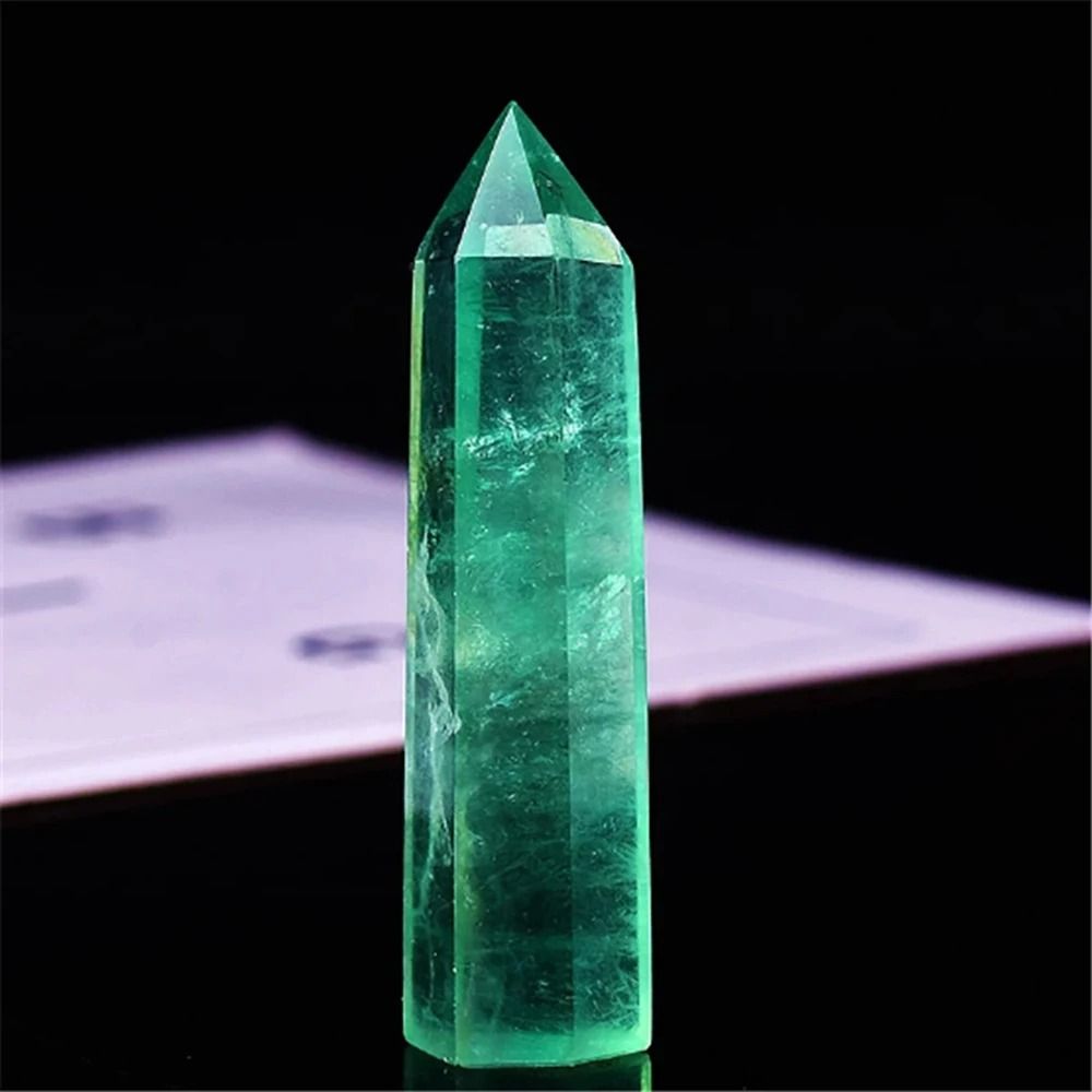 Natural Fluorite Crystal Wand Healing Tower Green Obelisk Decor