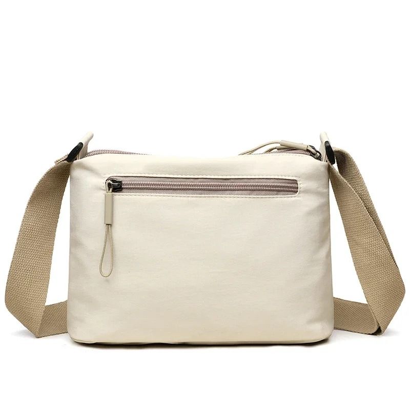 Womens Canvas Crossbody Bag with 3 Main Pockets and Adjustable Shoulder Strap