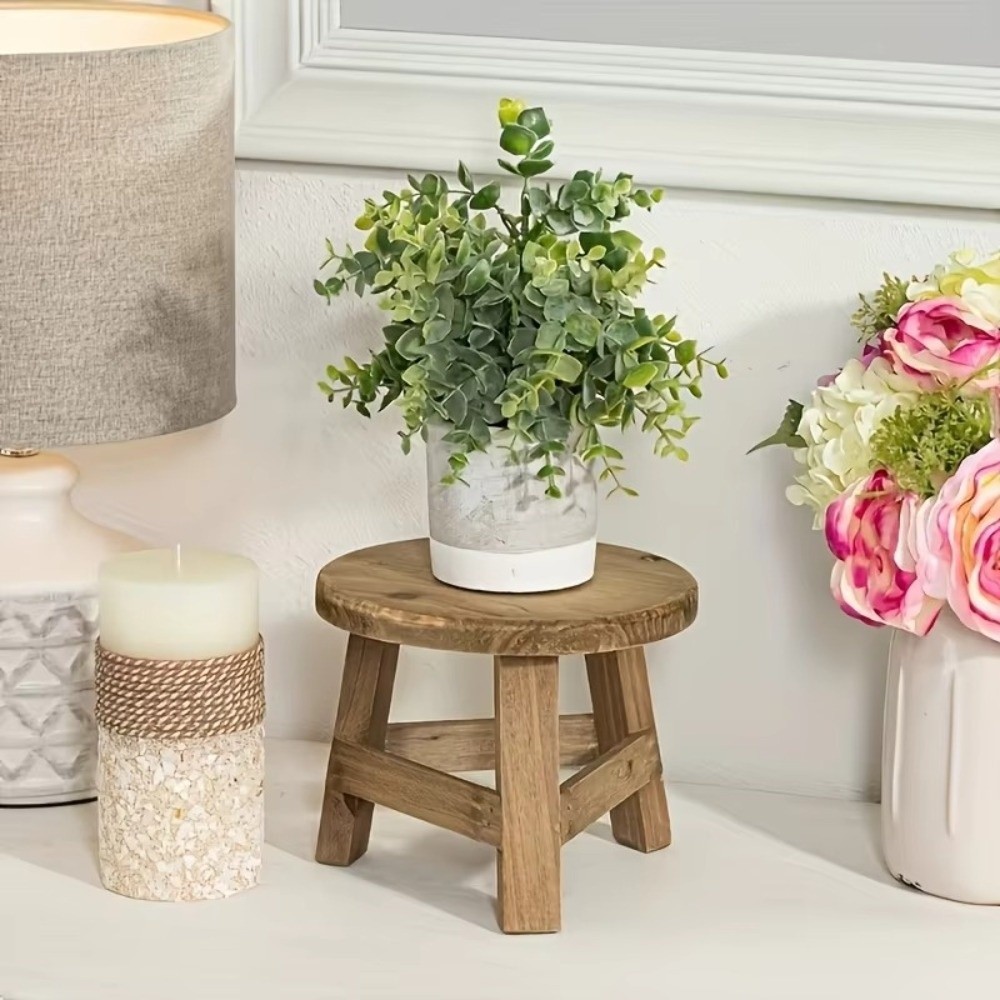 Mini Wooden Plant Stand Indoor Bonsai Display Stool Natural Wood Flower Pot Riser
