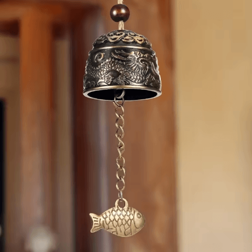 Vintage Dragon Feng Shui Wind Chime Metal Good Luck Hanging Bell for Home and Garden