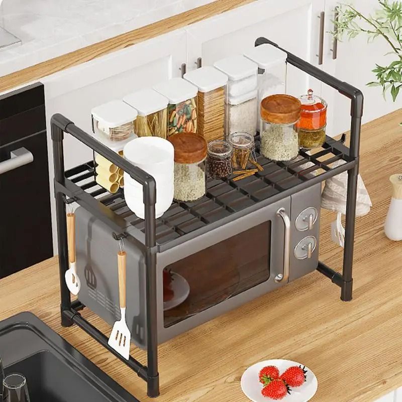 Adjustable Multi-Layer Kitchen Storage Rack Microwave Oven Organizer Shelf