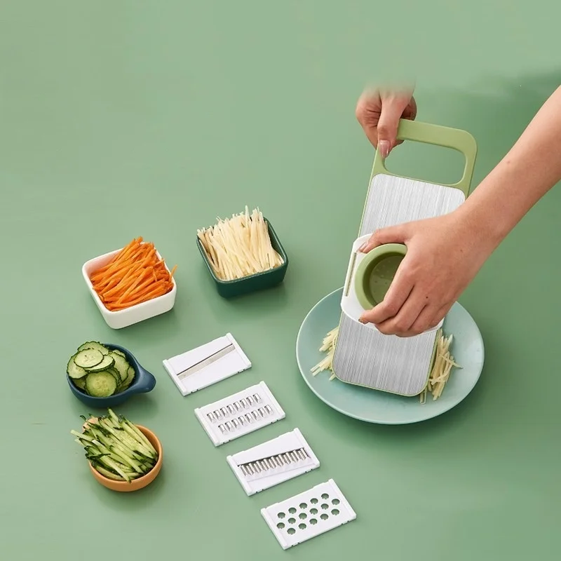 Safe Manual Vegetable Slicer Cutter, Stainless Steel Potato Shredders, Garlic Carrot Grater Chopper
