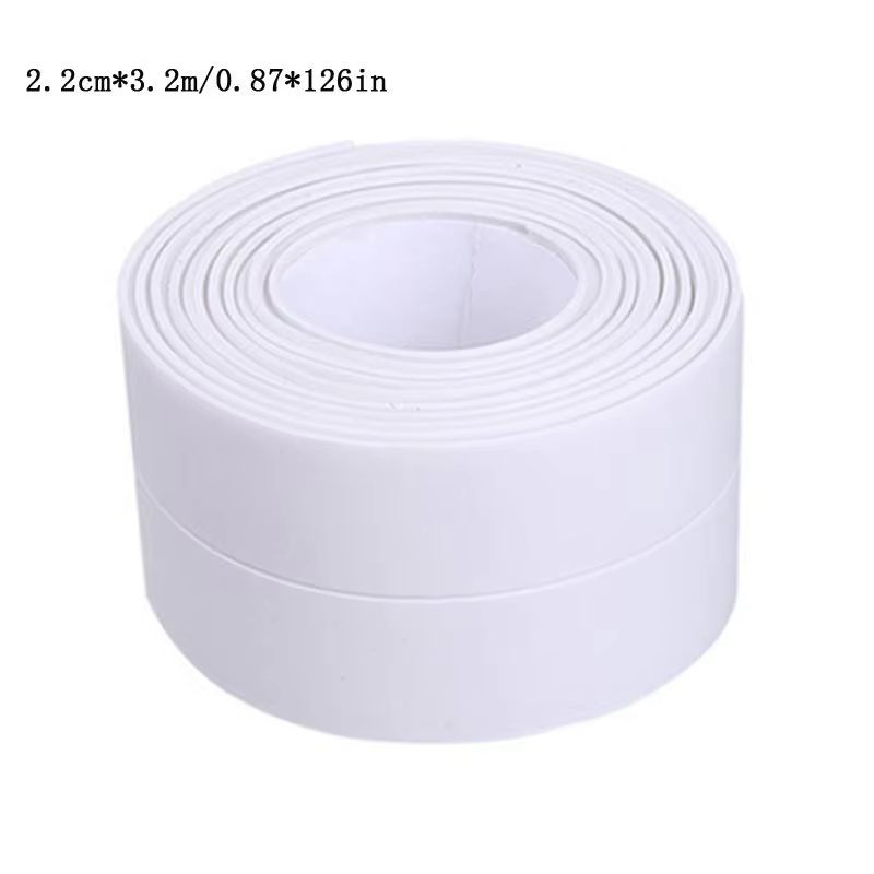 PVC Waterproof Sealing Tape 3.28 ft / 10.50 ft – Self-Adhesive Bathroom Sink, Shower and Bathtub Seal Strip
