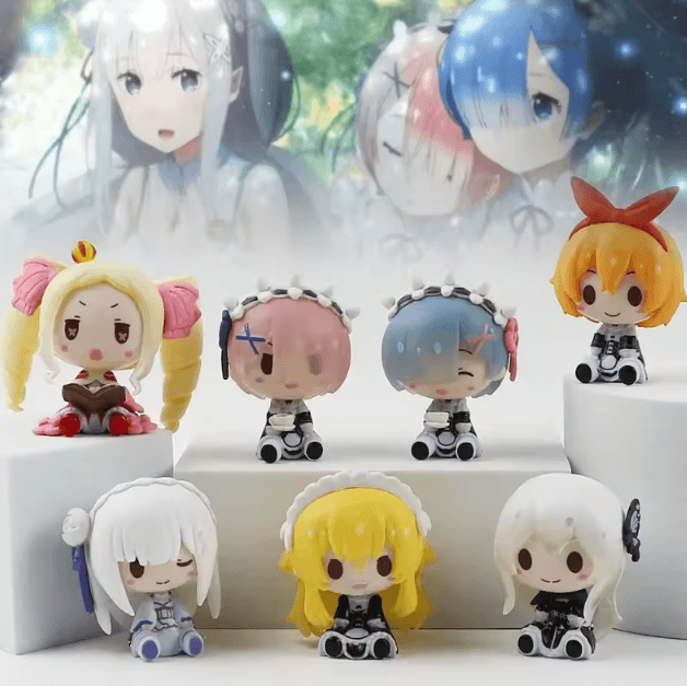 Cute ReZero Rem & Emilia Mini Figure – Anime Desk Decoration Collectible
