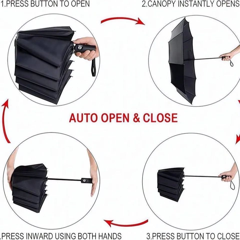 8-Rib Automatic Folding Umbrella