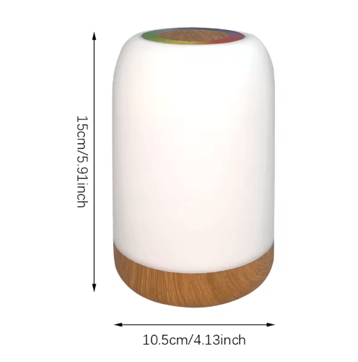 LED Touch Lamp with Dimmable RGB Colors & Wood Grain Base