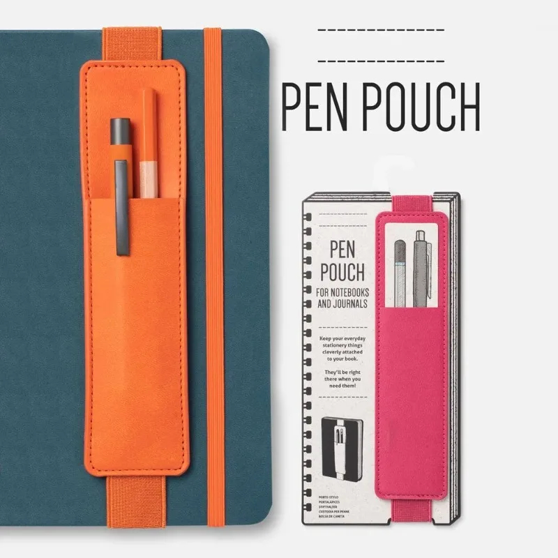Notebook Pen Case with Elastic Buckle, Pu Leather Pen Bag for Office Meeting, Fashion School Stationery Easy Carry