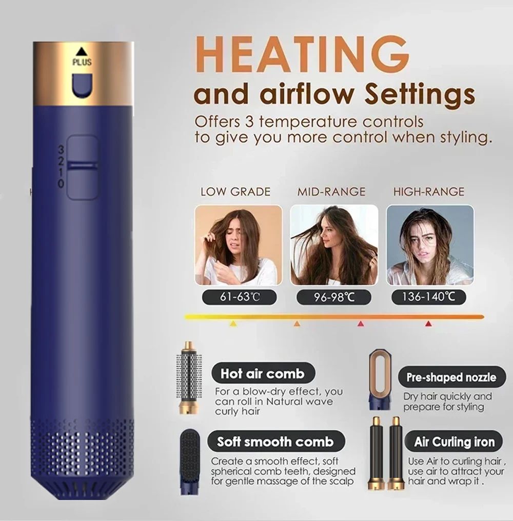5-in-1 Air Hair Styler Brush With Quiet Airflow for Fast Drying and Frizz Control