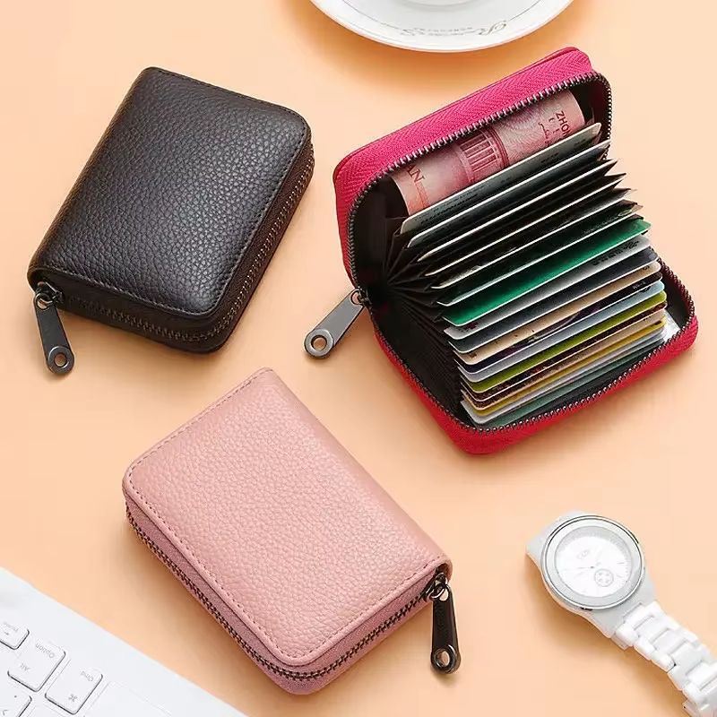 HeritageVault Vintage Solid Leather Zip Wallet – Multi-Slot Card & Coin Pouch
