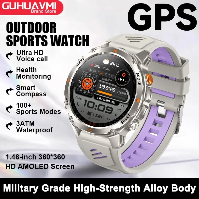 2025 GPS Map Navigation Smartwatch | AMOLED HD Display & Compass | Executive 3ATM Waterproof NFC Bluetooth Call System