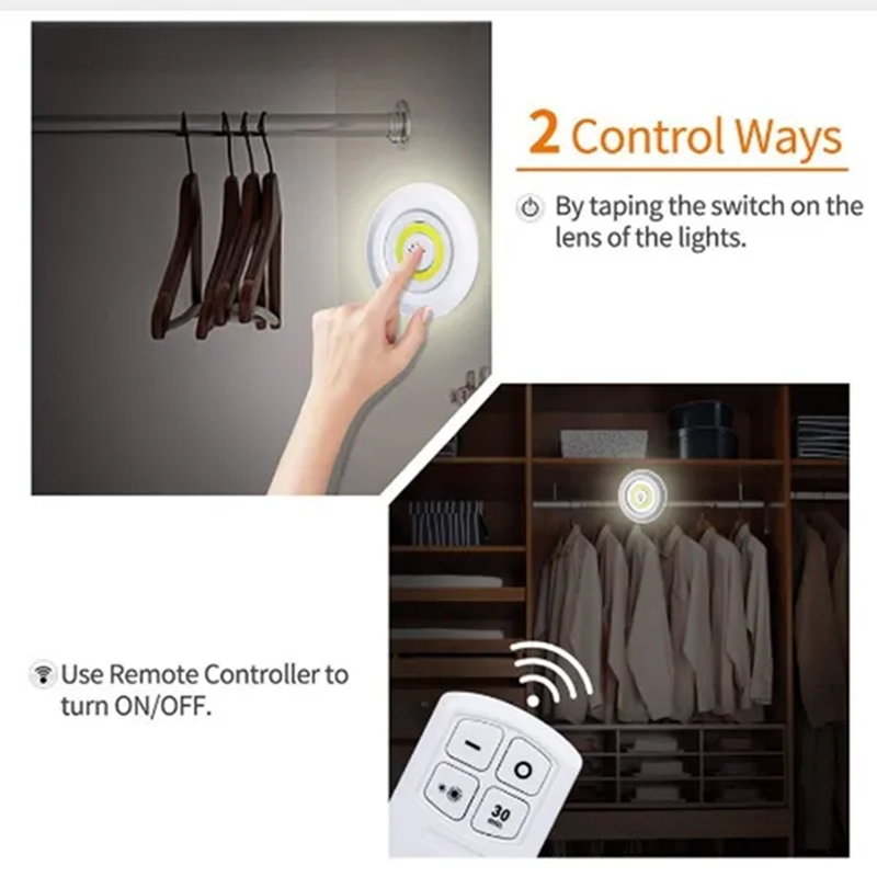 Dimmable LED Under Cabinet Light with Remote Control Battery Operated LED Closet Lights
