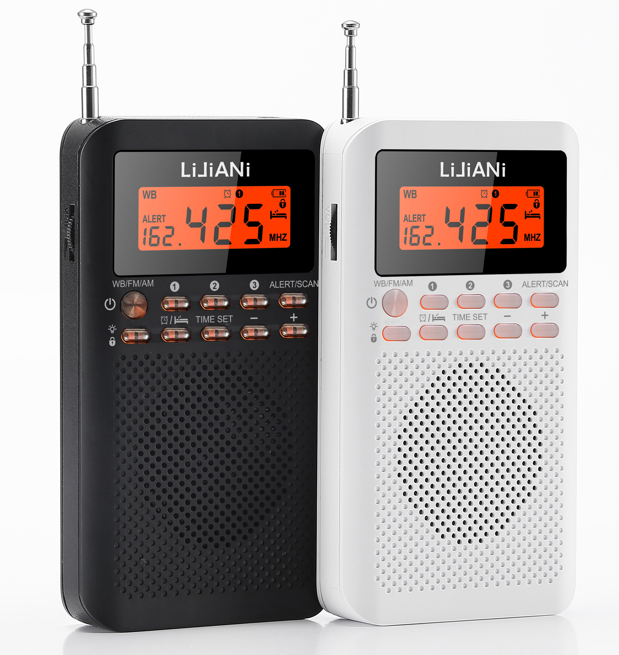 Portable AM FM Radio with LCD Alarm Clock and Earphones