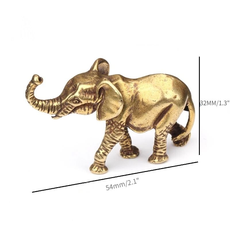 Antique Bronze Mini Elephant Figurine Solid Copper Tea Pet Ornament Home Decor