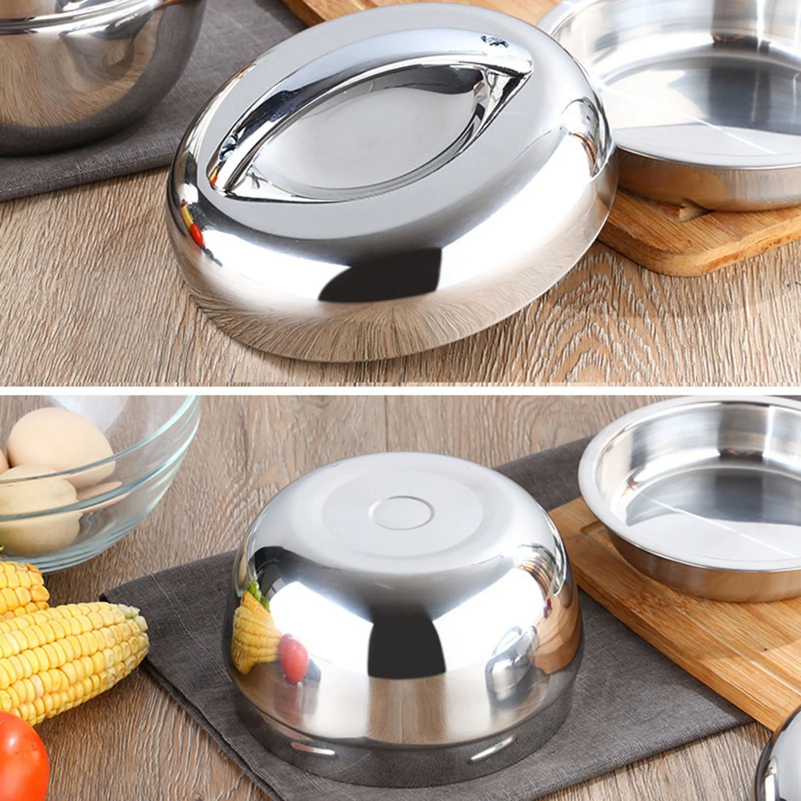 Double Layer Insulated Lunch Bento Box Stainless Steel Hot Food Container Round Noodle Bowl