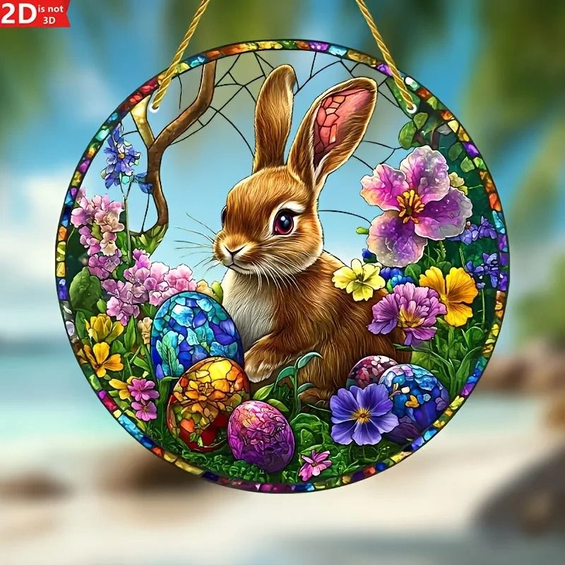 Easter Bunny Stained Glass Style Window Suncatcher