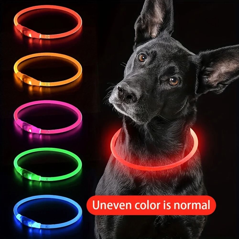 Pet Dog LED Light Collar Luminous Anti Lost USB Rechargeable Necklace