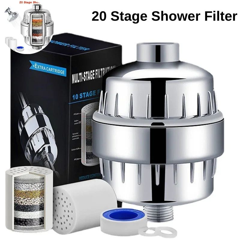 20-Stage High Output Shower Water Filter – Hard Water Softener for Cleaner, Gentler Showers