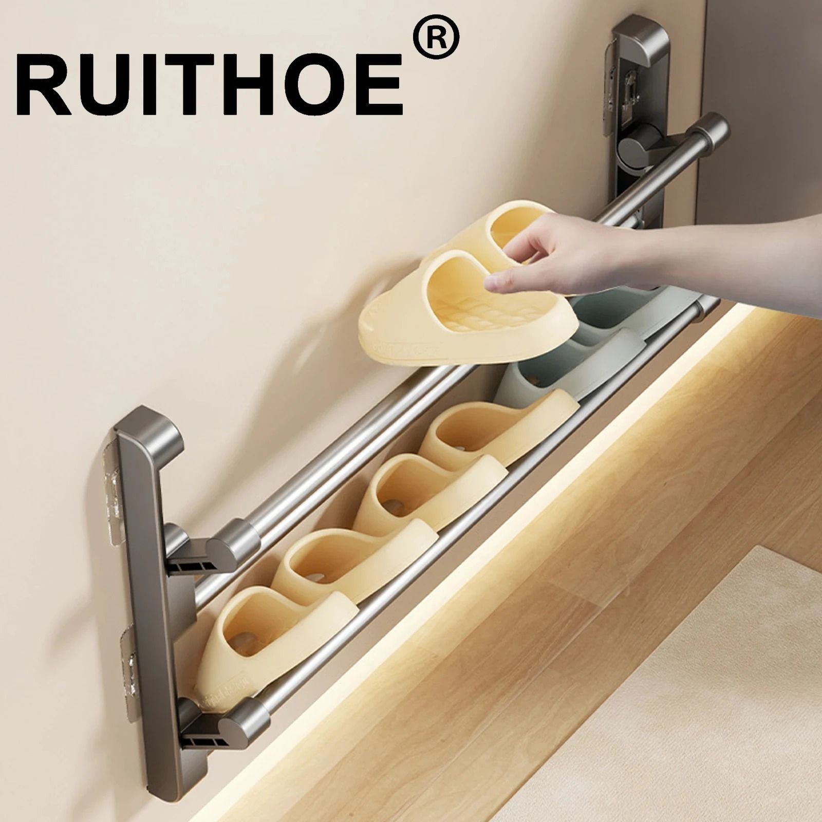 Wall Mounted Slipper Storage Rack Bathroom Shoe Hook Holder
