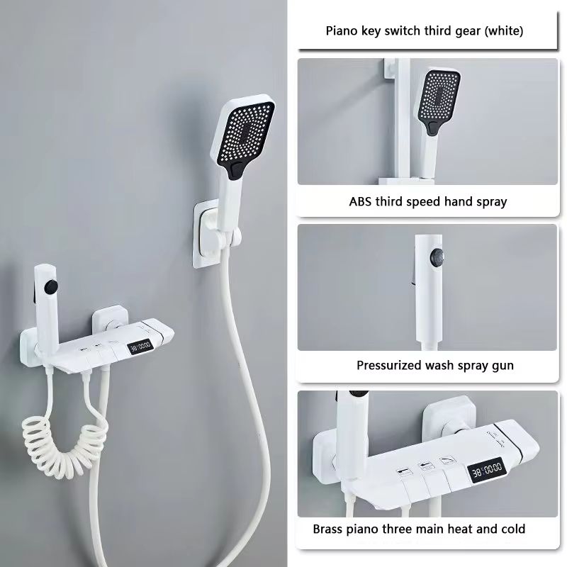 Gun Grey Digital Display Shower System with Piano Key Mixer