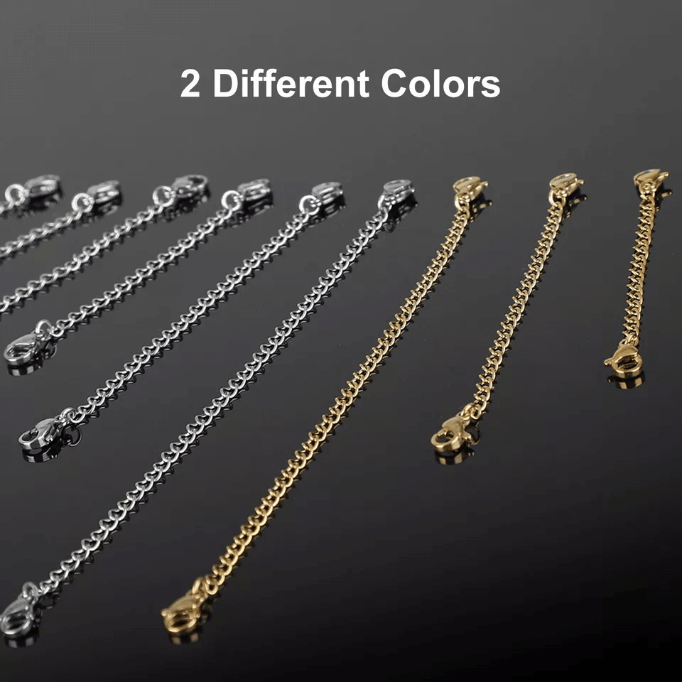 Stainless Steel Jewelry Extender Chains, Necklace Bracelet Safety Lock with Lobster Clasps